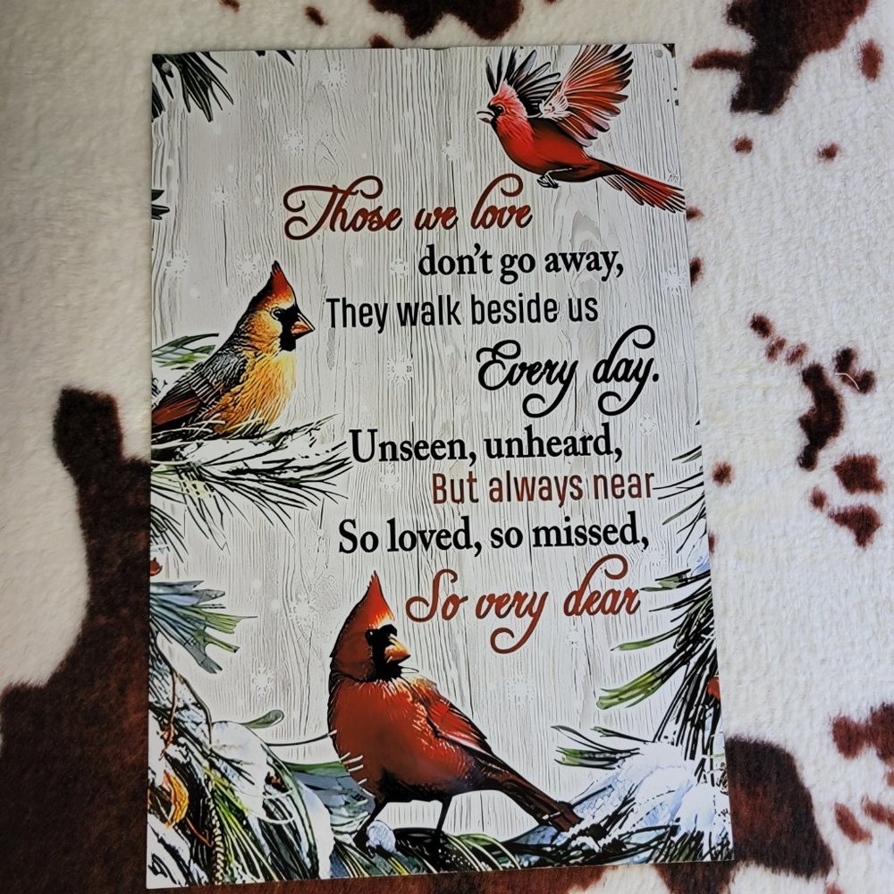 Cardinal Memorial Tin Sign Door Home Metal Wall Decor